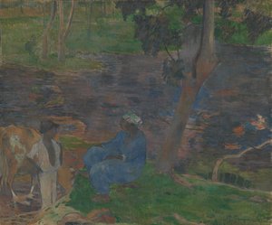 マルティニーク川のほとりに 作： Paul Gauguin